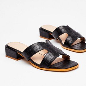 Nasty Gal Loose Faux Leather Croc heeled Sandals